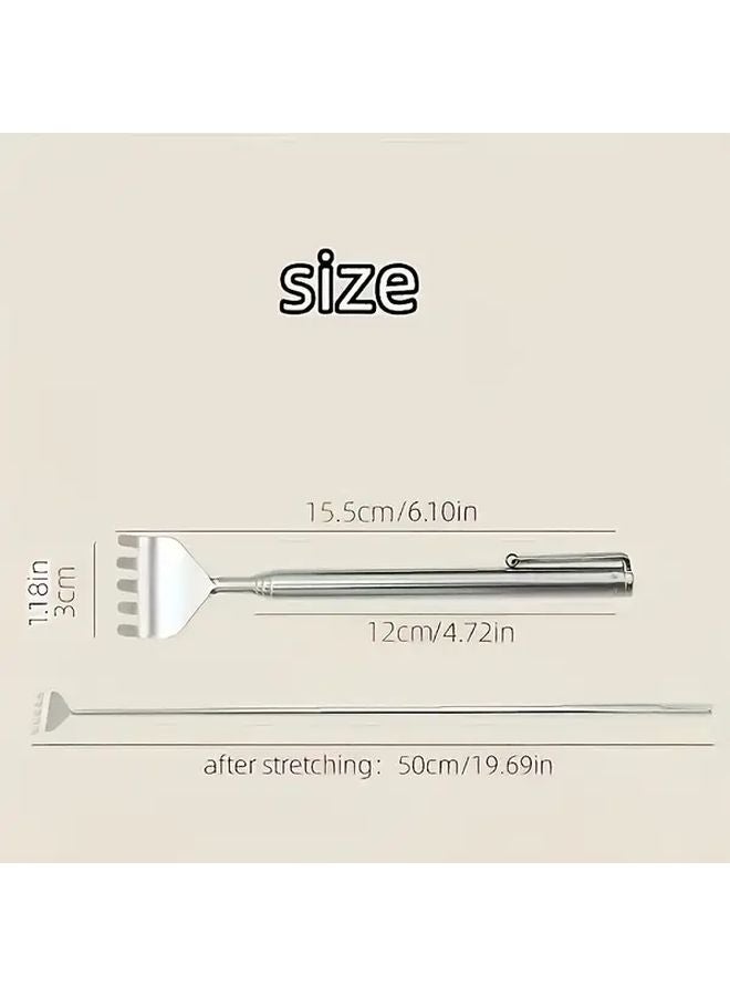 Retractable Back Scratcher Heavy Duty Stainless Steel Extendable With Massager Tip - Image 3
